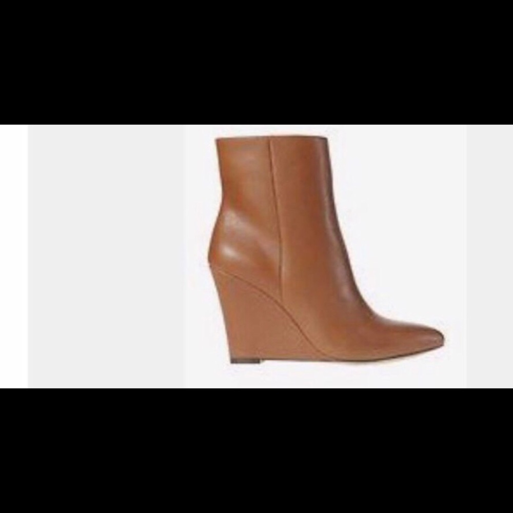 Ann Taylor Cognac Wedge Bootie